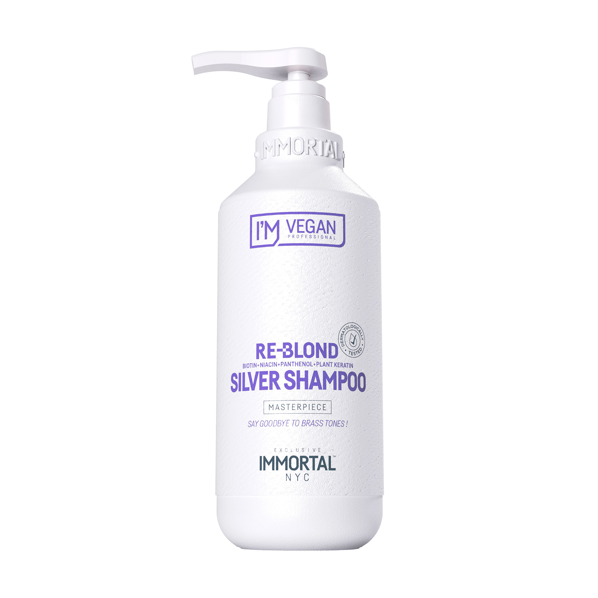 Уцінка! Шампунь Immortal NYC I'm Vegan Re-Bond Silver Shampoo проти небажаної жовтизни волосся, 500 мл